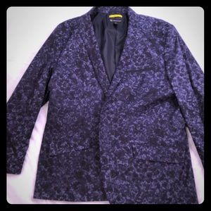 Dark blue and light blue floral print Blazer